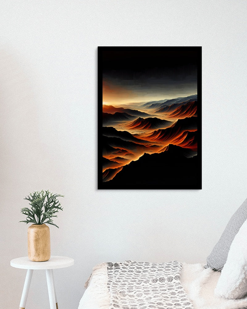 Aurantiaco Nigrum Vastitas - Vivid Orange and Black Landscape Oil Painting