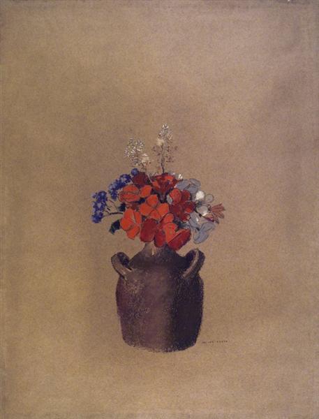 Flowers in a Vase by Odilon Redon Realism Art dated 1909