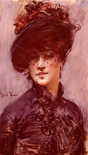 Lady with a Black Hat by Giovanni Boldini Realism Art