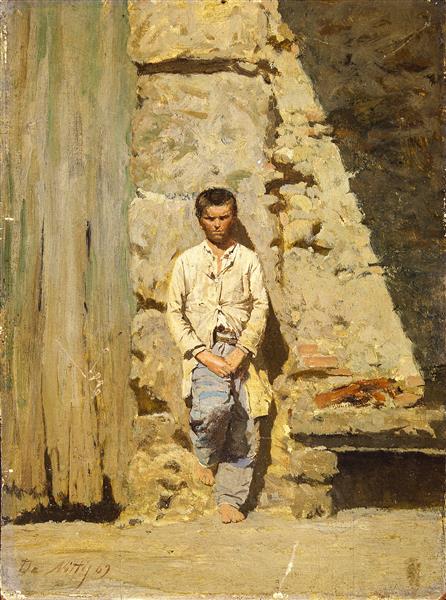 Child in the sun by Giuseppe De Nittis Realism Art dated 1869