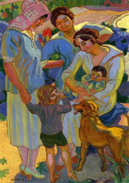 Around a Child with Dog by Maurice Denis Post-Impressionism Art dated 1919