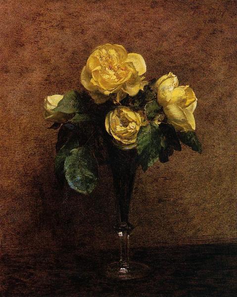 Flowers Roses Marechal Neil by Henri Fantin-Latour Realism Art dated 1883