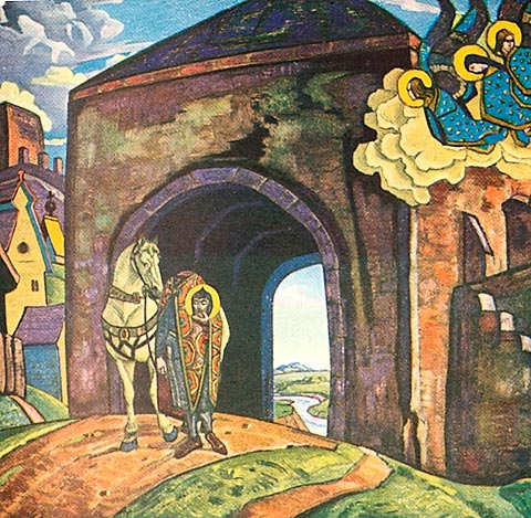 St. Mercurius of Smolensk by Nicholas Roerich Art Nouveau (Modern) Art dated 1918