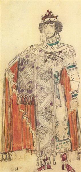 Prince Guido (Costume design for the opera &quot;The Tale of Tsar Saltan&quot;) by Mikhail Vrubel Art Nouveau (Modern) Art dated 1890