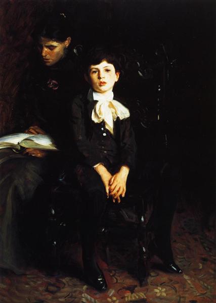 Homer Saint Gaudens and His Mother by John Singer Sargent Realism Art dated 1890