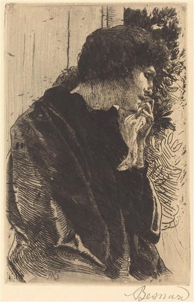 Sadness (tristesse) by Paul-Albert Besnard Impressionism Art dated 1877