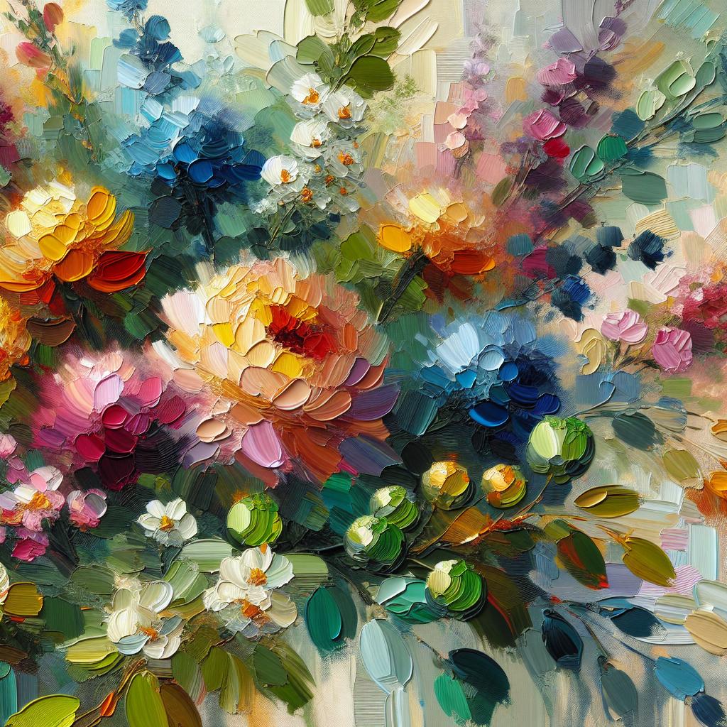 Vibrantus Floralis Opulenta: Modern Floral Oil Painting