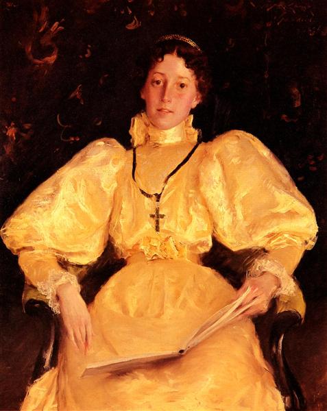 The Golden Lady by William Merritt Chase Impressionism Art dated 1896