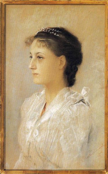 Emilie Fl&#246;ge, Aged 17 by Gustav Klimt Art Nouveau (Modern) Art dated 1891