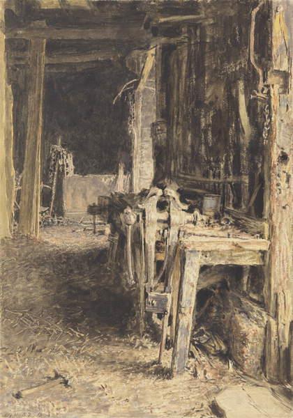 Barn Interior by William Henry Hunt Naturalism Art dated 1836