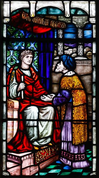 Loughrea St. Brendan&#39;s Cathedral. Scene with Pontius Pilate by Sarah Purser Romanticism Art dated 1908