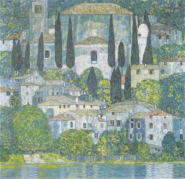 Church in Cassone by Gustav Klimt Art Nouveau (Modern) Art dated 1913