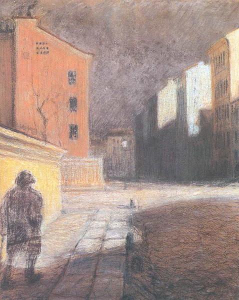 Street in Munich by Mstislav Dobuzhinsky Symbolism Art dated 1901