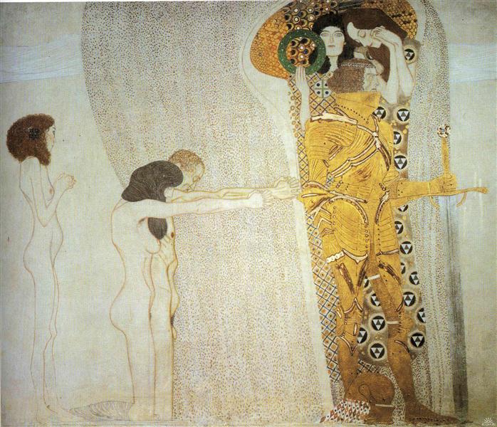 The Beethoven Frieze: The Longing for Happiness. Left wall by Gustav Klimt Art Nouveau (Modern) Art dated 1902