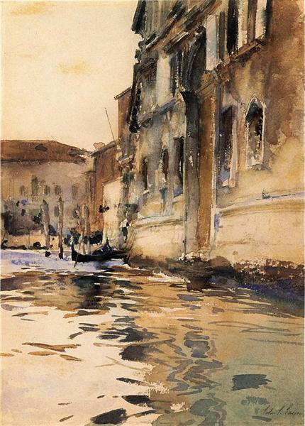 Venetian Canal, Palazzo Corner by John Singer Sargent Impressionism Art dated 1880