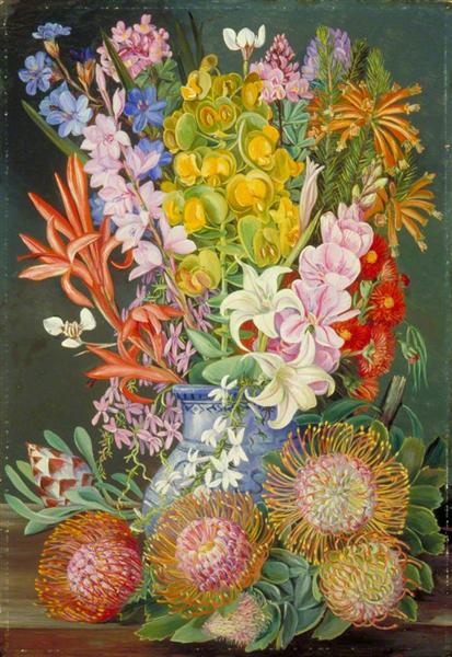 Wild Flowers of Ceres, South Africa by Marianne North Naturalism Art dated 1882