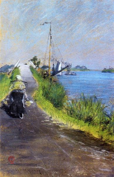 Dutch Canal (aka Canal Path Holland) by William Merritt Chase Impressionism Art dated 1883