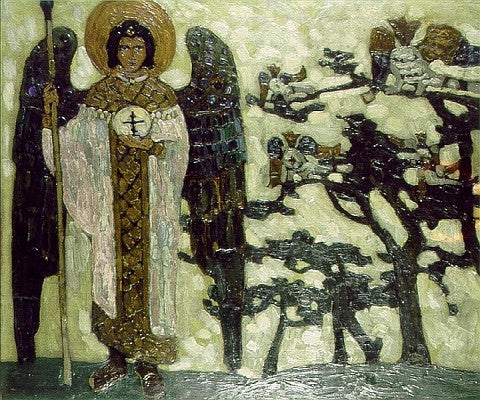 Archangel (Study to &quot;Treasures of angels&quot;) by Nicholas Roerich Art Nouveau (Modern) Art dated 1904