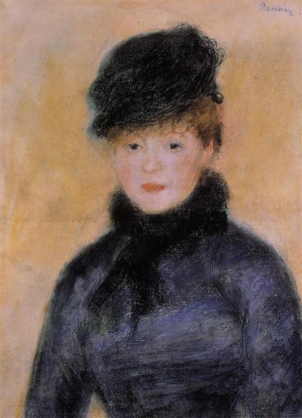 Woman with a Blue Blouse by Pierre-Auguste Renoir Impressionism Art dated 1883