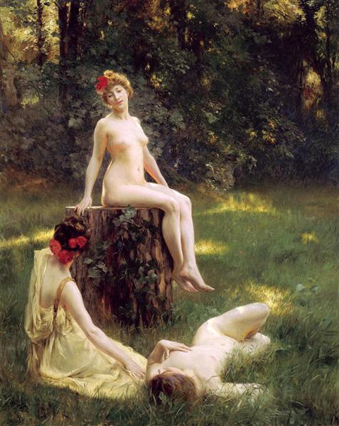 The Glade by Julius LeBlanc Stewart Realism Art dated 1900