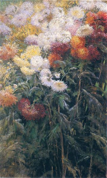 Clump of Chrysanthemums, Garden at Petit Gennevilliers by Gustave Caillebotte Impressionism Art dated 1890