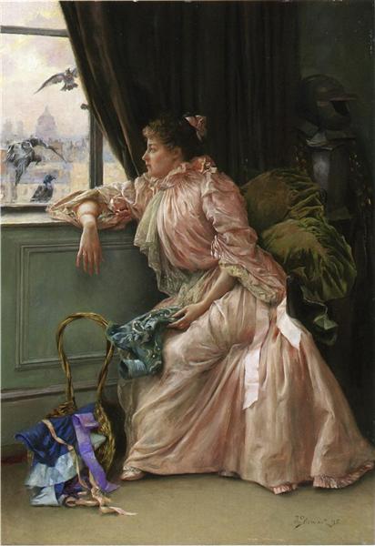 Room with a View by Julius LeBlanc Stewart Realism Art dated 1895