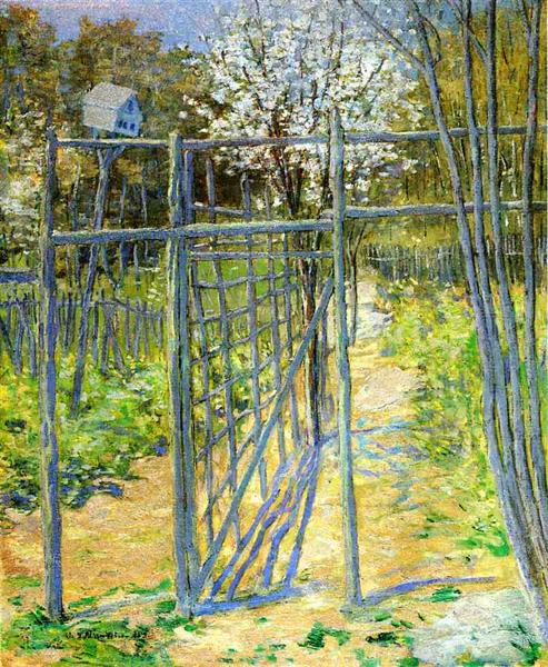 The Grey Trellis by Julian Alden Weir Impressionism Art dated 1891