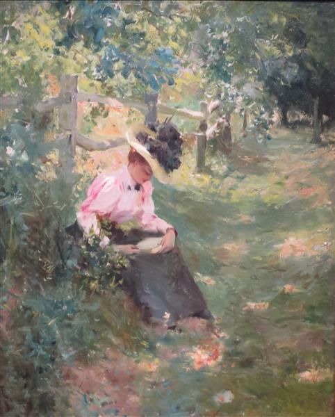 The Lane by Theodore Robinson Impressionism Art dated 1895