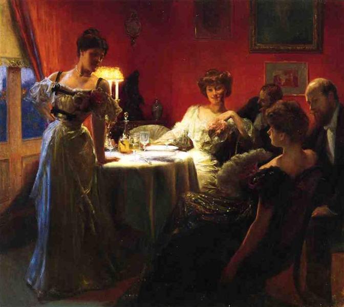 A Supper Party by Julius LeBlanc Stewart Realism Art dated 1903