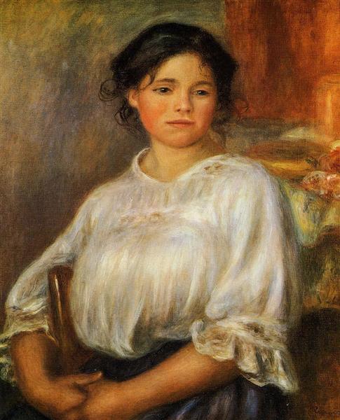 Young Woman Seated by Pierre-Auguste Renoir Impressionism Art dated 1909