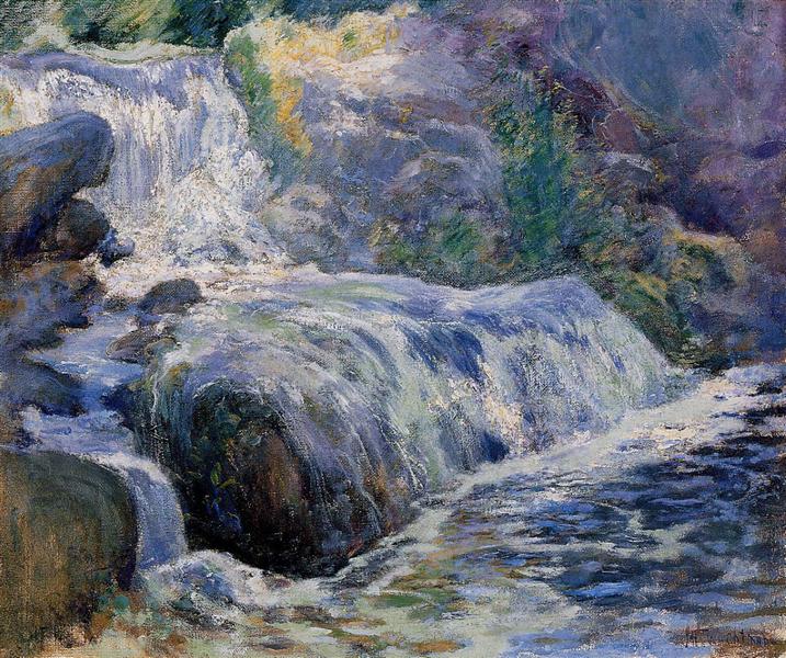 Waterfall by John Henry Twachtman Impressionism Art dated 1899