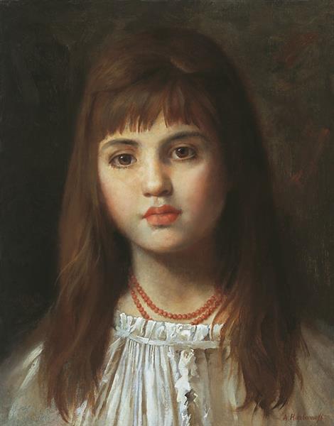 Girl with a misterious smile by Alexei Harlamoff Realism Art