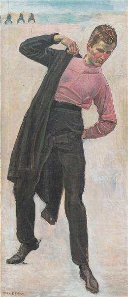 Jenenser Student by Ferdinand Hodler Art Nouveau (Modern) Art dated 1908