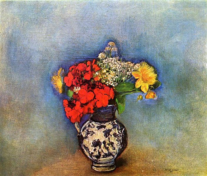 Geraniums by Odilon Redon Realism Art dated 1910