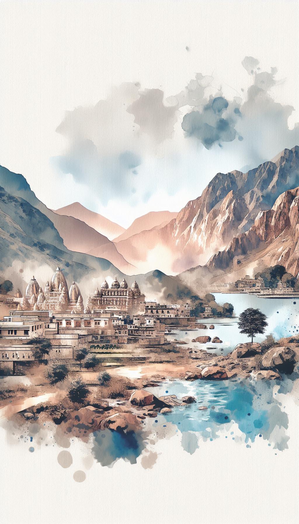 Seraphic Vistara: Ethereal Indian Watercolor Landscapes