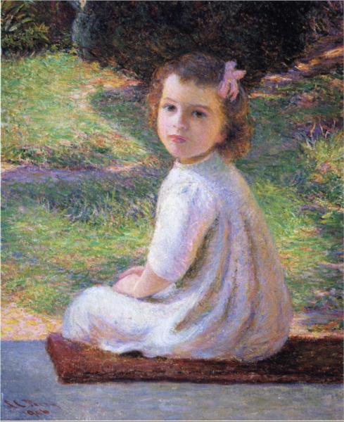 Girl with a Pink Bow by Lilla Cabot Perry Impressionism Art dated 1905