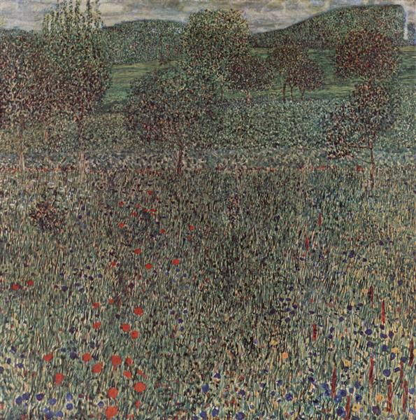 Blooming field by Gustav Klimt Art Nouveau (Modern) Art dated 1909