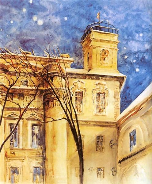 Astronomical Observatory of Vilnius University by Ferdynand Ruszczyc Impressionism Art dated 1910