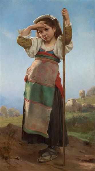 Young Shepherdess by Charles Victor Thirion Academicism Art dated 1878