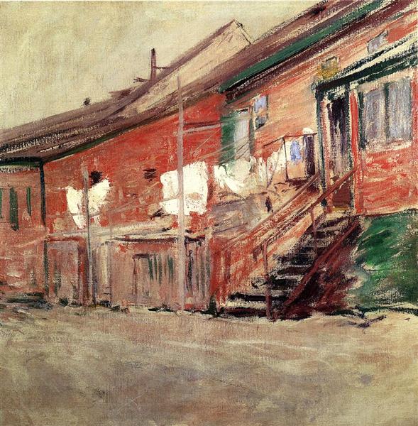 Gloucester, Fishermen&#39;s Houses by John Henry Twachtman Impressionism Art dated 1901