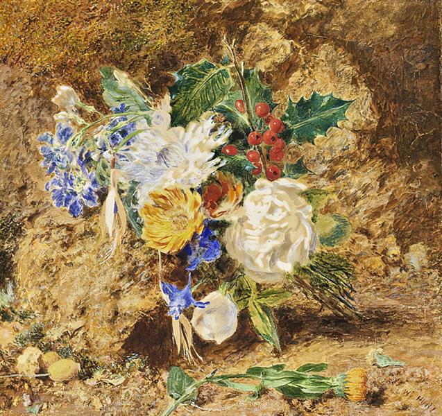 Winter flowers by William Henry Hunt Naturalism Art dated 1850