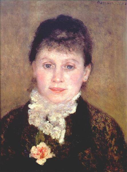 Woman with a white jabot by Pierre-Auguste Renoir Impressionism Art dated 1880