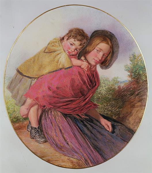 Mother and child by William Henry Hunt Naturalism Art