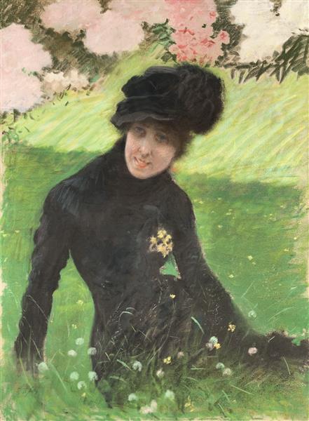 L&#233;ontine in the garden of the De Nittis house by Giuseppe De Nittis Impressionism Art