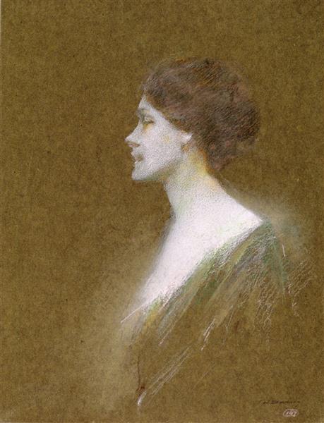 Portrait of a Woman in Pink by Thomas Dewing Tonalism Art