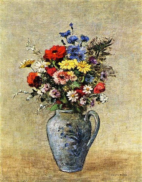 Flowers in a Vase with one Handle by Odilon Redon Realism Art dated 1905