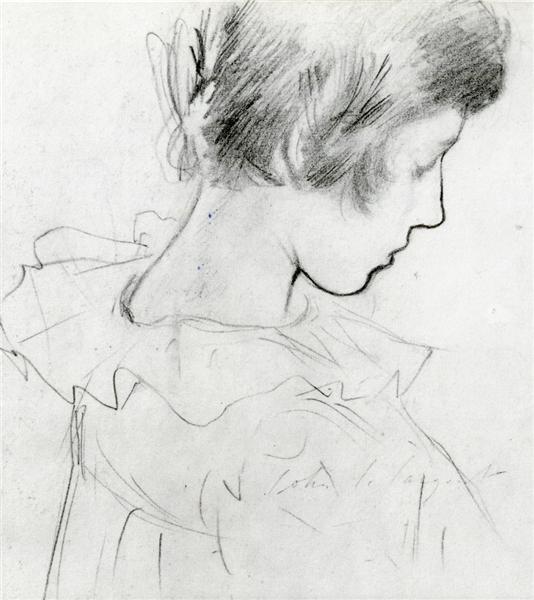 Dorothy Barnard by John Singer Sargent Realism Art dated 1885