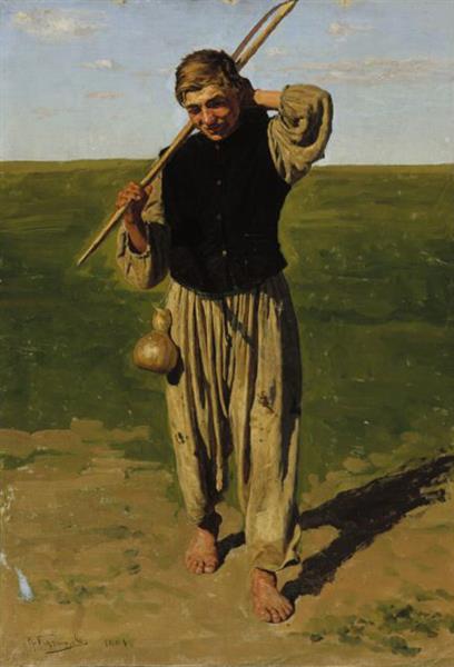 Harvester by Nikolai Kuznetsov Realism Art dated 1881