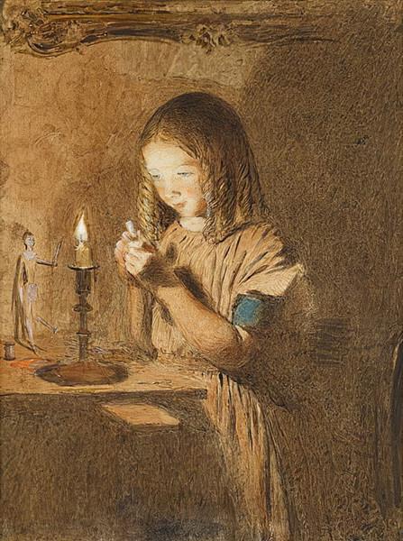 The young seamstress by William Henry Hunt Naturalism Art dated 1845