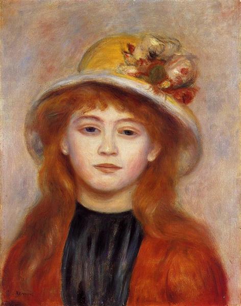 Woman Wearing a Hat by Pierre-Auguste Renoir Impressionism Art dated 1889